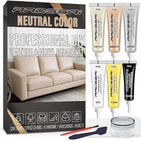 Neutral Color Leather Repair Kit for Furniture, Car Seats, Sofa, Jacket and Purse. PU Leather Repair Paint Gel. Repair Tears & Burn Holes. Provide Color Matching Guide & Super Easy Instructions