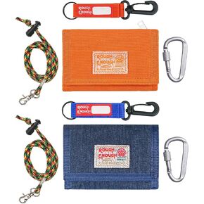 Rough Enough Kids Wallets for Boys Orange and Denim Blue Bundle Set