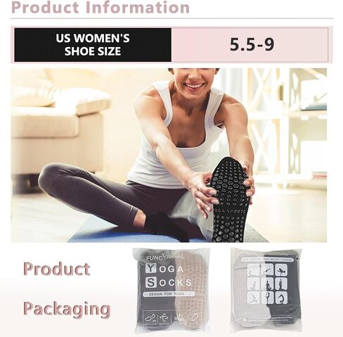 6 Pairs Pilates Socks with Grips for Women-Non-Slip Yoga Socks for Ballet Dance Barefoot Workout Pregnant Crew Socks in Saudi Arabia