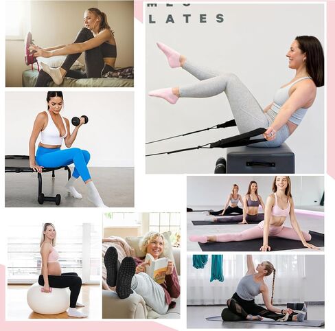 6 Pairs Pilates Socks with Grips for Women-Non-Slip Yoga Socks for Ballet Dance Barefoot Workout Pregnant Crew Socks in Saudi Arabia