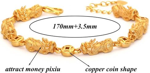 Fashion 18K Gold Plated Feng Shui Adjustable Wristband Pi Xiu Link Chain Bracelet in Saudi Arabia