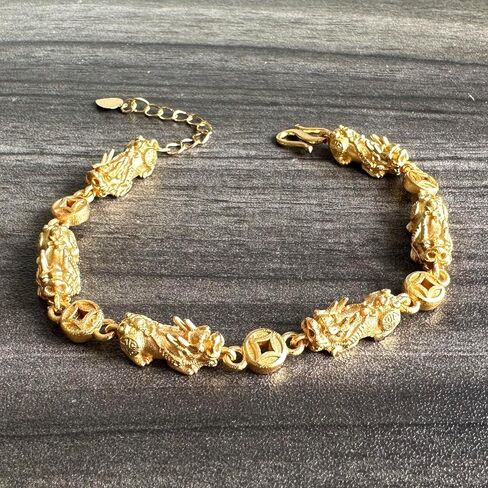 Fashion 18K Gold Plated Feng Shui Adjustable Wristband Pi Xiu Link Chain Bracelet in Saudi Arabia