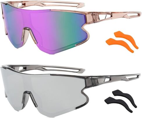 2 حزمة من نظارات البيسبول الشبابية للأولاد والبنات والأطفال نظارات شمسية رياضية للأعمار من 6 إلى 12 عامًا، ظلال البيسبول لركوب الدراجات in Kuwait