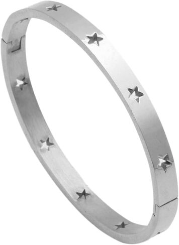 Fashion Stainless Steel Hollow Star Pattern Oval Arm Band Cuff Bracelet in Saudi Arabia
