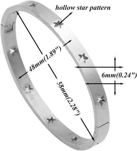 Fashion Stainless Steel Hollow Star Pattern Oval Arm Band Cuff Bracelet in Saudi Arabia