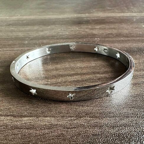 Fashion Stainless Steel Hollow Star Pattern Oval Arm Band Cuff Bracelet in Saudi Arabia