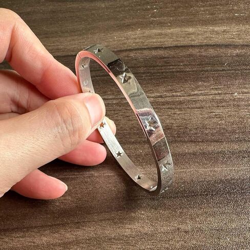 Fashion Stainless Steel Hollow Star Pattern Oval Arm Band Cuff Bracelet in Saudi Arabia