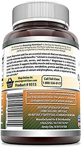 Amazing Formulas Calcium Magnesium Zinc D3 - 300 Tablets Per Bottle Supplement (Calcium 1000mg - Magnesium 400mg - Zinc 25mg Plus Vitamin D3 600 IU - Per Serving of 3 Tablets) in Saudi Arabia