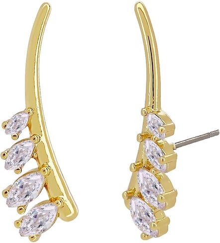 Obidos 14K Gold Plated Triple Huggie Illusion Stud Earrings | Double Huggie Hoop Earrings for One Hole | Gold Hoop Earrings for Women | Drop earrings in Kuwait