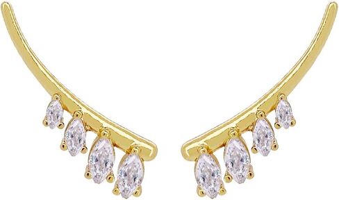 Obidos 14K Gold Plated Triple Huggie Illusion Stud Earrings | Double Huggie Hoop Earrings for One Hole | Gold Hoop Earrings for Women | Drop earrings in Kuwait