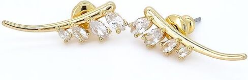 Obidos 14K Gold Plated Triple Huggie Illusion Stud Earrings | Double Huggie Hoop Earrings for One Hole | Gold Hoop Earrings for Women | Drop earrings in Kuwait