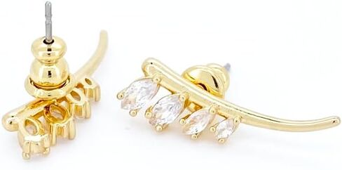 Obidos 14K Gold Plated Triple Huggie Illusion Stud Earrings | Double Huggie Hoop Earrings for One Hole | Gold Hoop Earrings for Women | Drop earrings in Kuwait
