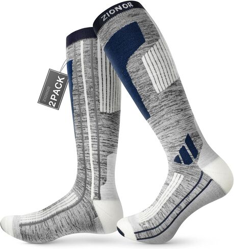 ZIONOR Ski Socks 2 Pack, Comfortable Merino Wool Over the Calf Snowboard Socks in Saudi Arabia