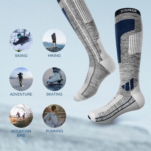 ZIONOR Ski Socks 2 Pack, Comfortable Merino Wool Over the Calf Snowboard Socks in Saudi Arabia