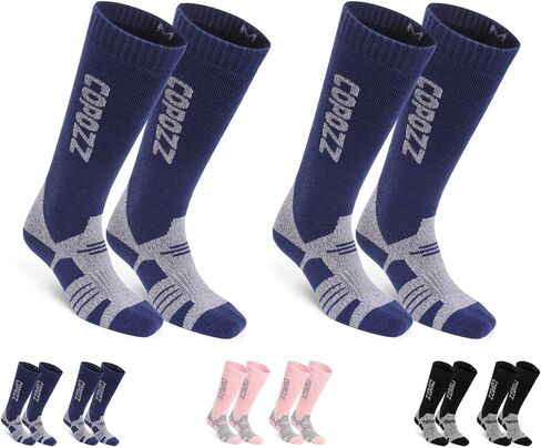 COPOZZ Wool Ski Socks 2-Pack for Men and Women, Performance Socks for Skiing, Snowboarding, and Outdoor Sports in Saudi Arabia