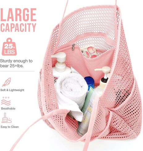 KPX Beach Bag with Mini Pocket, Beach Tote Bags for Women Large Foldable Mesh Swimming Pool Travel Bags - Sandproof in Kuwait