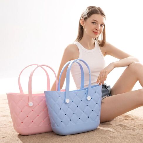 X Large Beach Bag Rubber Tote Bag, Waterproof Washable Proof Travel Bag for Women Handbag for Sports Beach Market Pool in Saudi Arabia