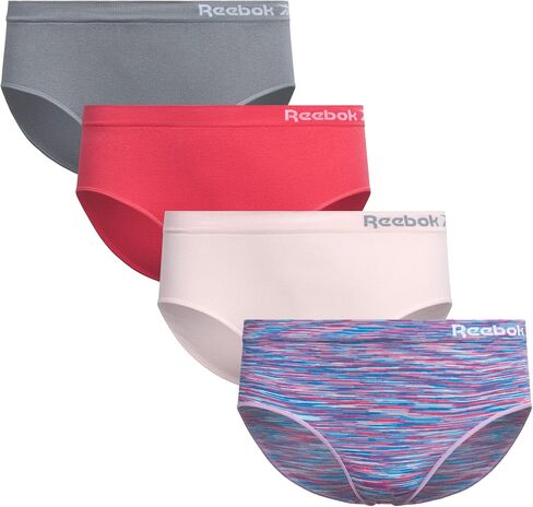 Reebok Girls Hipster Panties - 4 Pack Soft Performance Stretch Seamless Hipster Underwear for Girls with Elastic Waistband in Kuwait