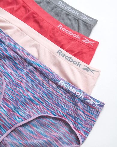 Reebok Girls Hipster Panties - 4 Pack Soft Performance Stretch Seamless Hipster Underwear for Girls with Elastic Waistband in Kuwait