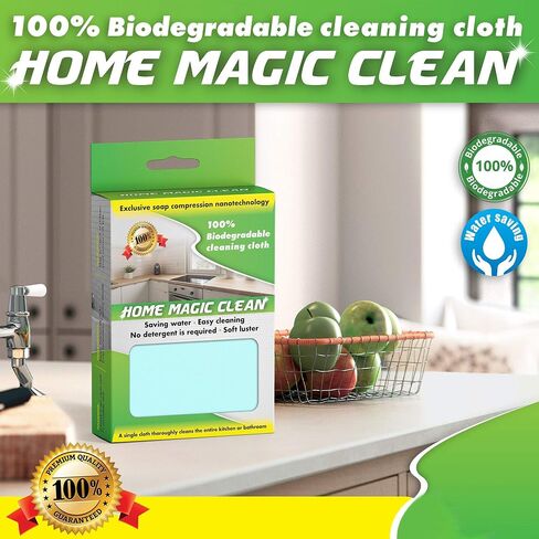 Magic Clean for Home Use - Bio-Degradable Multipurpose Cleaner Wipes with Slow Release Soap Imbedded in the Wipe, Reusable Cloth Unitl Soap Finishes. Clean up to 215 Sq/f per Cleaning Cloth. in Saudi Arabia