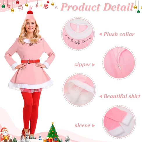 Elf Costume for Women Adult Christmas Deluxe Pink Fancy Dress Festive Costume Xmas Party Cosplay Outfits in Saudi Arabia
