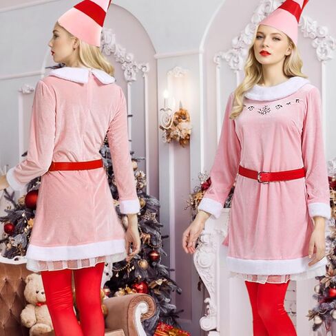 Elf Costume for Women Adult Christmas Deluxe Pink Fancy Dress Festive Costume Xmas Party Cosplay Outfits in Saudi Arabia