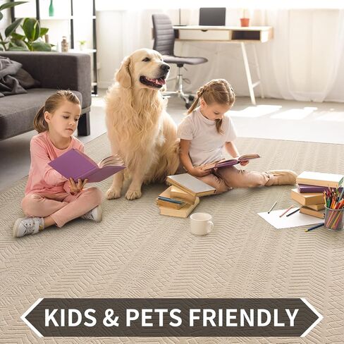AMOAMI-Washable Area Rugs 5x7-Boho Beige Rugs for Living Room Machine Washable-3D Rugs for Bedroom-Non Slip Floor Rug-Moroccan Washable Rugs for Bedroom Dining Room in Saudi Arabia