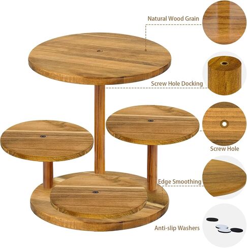 مجموعة من 4 رافعات بوفيه خشبية، ورافعات عرض طعام مربعة للبيع بالتجزئة للحفلات، وحوامل بيتزا من الخشب المحروق والأسلاك المعدنية السوداء للتقديم in Kuwait