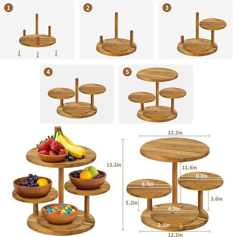 مجموعة من 4 رافعات بوفيه خشبية، ورافعات عرض طعام مربعة للبيع بالتجزئة للحفلات، وحوامل بيتزا من الخشب المحروق والأسلاك المعدنية السوداء للتقديم in Kuwait