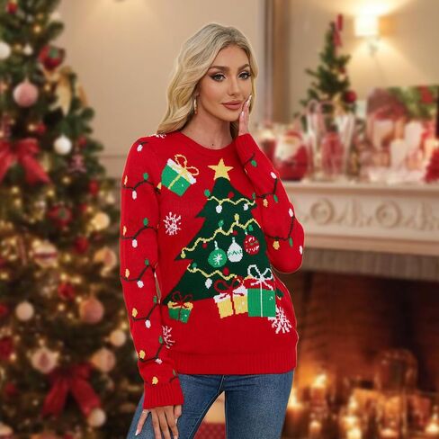 Ugly Christmas Sweater Women Graphic Printed Pullover Chunky Sweaters Cute Christmas Sweaters for Women Holiday in Saudi Arabia