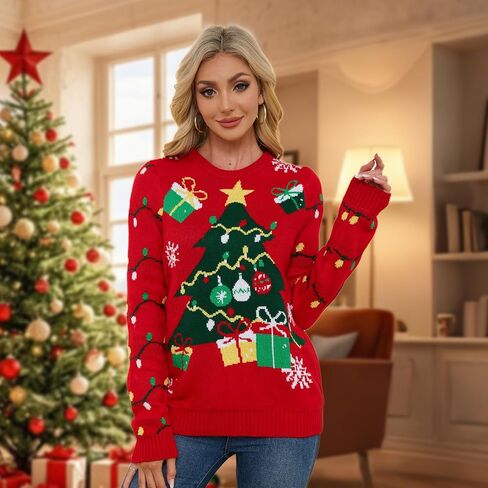Ugly Christmas Sweater Women Graphic Printed Pullover Chunky Sweaters Cute Christmas Sweaters for Women Holiday in Saudi Arabia