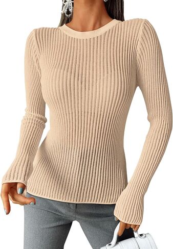 Trendy Queen Going Out Tops for Women Sheer Long Sleeve Tops 2024 Fall Crewneck Mesh See Through Sweaters Y2k Outfits in Saudi Arabia