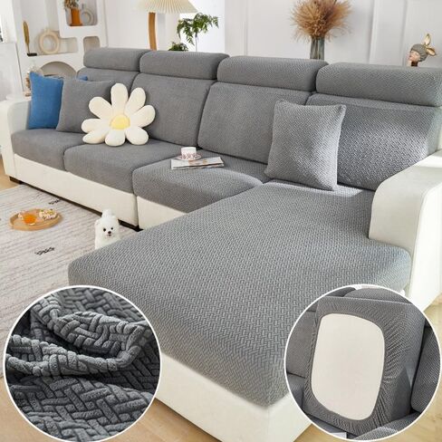 Magic Sofa Covers Couch Covers 2024 New Wear-Resistant Universal Sofa Covers Washable Stretch Couch Cushion Covers Slipcovers for Sectional Sofa (Texture Gray,Large Single Seat Cover) in Kuwait