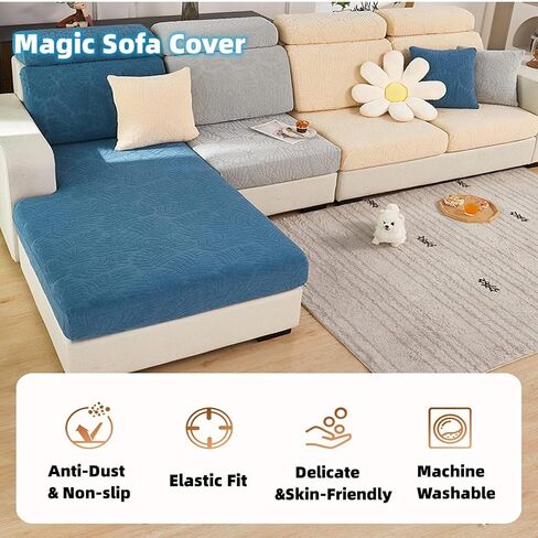 Magic Sofa Covers Couch Covers 2024 New Wear-Resistant Universal Sofa Covers Washable Stretch Couch Cushion Covers Slipcovers for Sectional Sofa (Texture Gray,Large Single Seat Cover) in Kuwait