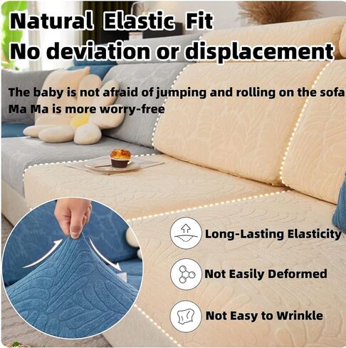 Magic Sofa Covers Couch Covers 2024 New Wear-Resistant Universal Sofa Covers Washable Stretch Couch Cushion Covers Slipcovers for Sectional Sofa (Texture Gray,Large Single Seat Cover) in Kuwait