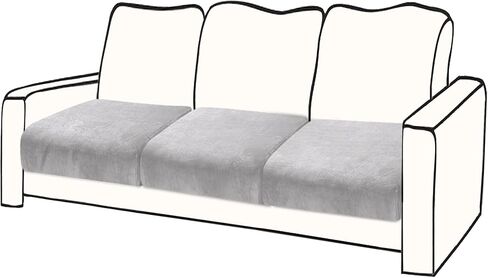 Sectional Couch Covers for 3-Piece Seat Cushion Velvet Separate L Shape Couch Cover Stretch Sofa Slipcover with 2 Pieces Pillowcases Furniture Protector (Sofa 2 Seater + 1 Chaise, Dark Grey) in Kuwait