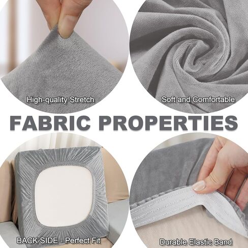 Sectional Couch Covers for 3-Piece Seat Cushion Velvet Separate L Shape Couch Cover Stretch Sofa Slipcover with 2 Pieces Pillowcases Furniture Protector (Sofa 2 Seater + 1 Chaise, Dark Grey) in Kuwait