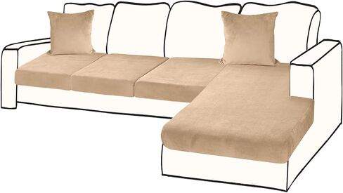 Sectional Couch Covers for 3-Piece Seat Cushion Velvet Separate L Shape Couch Cover Stretch Sofa Slipcover with 2 Pieces Pillowcases Furniture Protector (Sofa 2 Seater + 1 Chaise, Dark Grey) in Kuwait