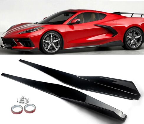 Car Side Skirt Rocker Panel Exterior Splitter Wing Compatibility with Corvette C8 Splitter Diffuser Body Accessories,Carbon Fiber in Saudi Arabia