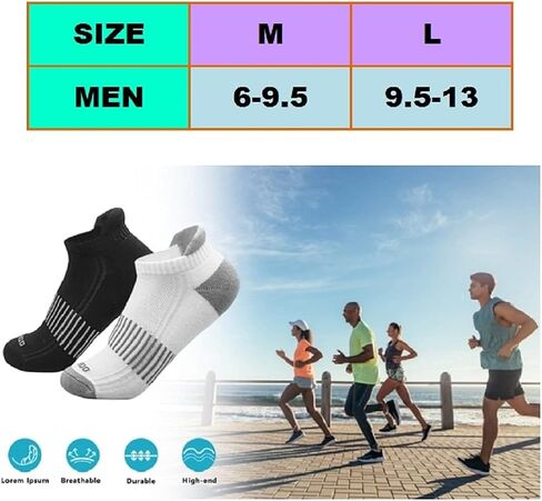 Running Socks for Men and Women 4 Pairs, Ankle Athletic Sports Socks, Performance Comfort Low Cut Tab in Saudi Arabia