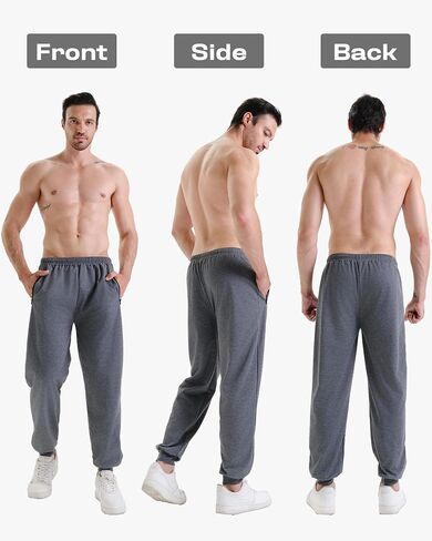 3 Pack Sweatpants for Men Athletic Gym Workout Mens Joggers with Zipper Pockets Active Running Pants in Saudi Arabia