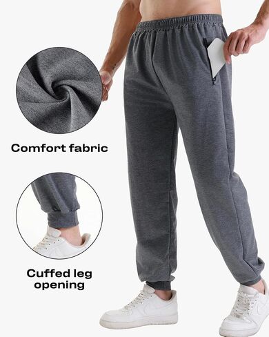 3 Pack Sweatpants for Men Athletic Gym Workout Mens Joggers with Zipper Pockets Active Running Pants in Saudi Arabia