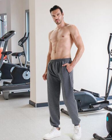 3 Pack Sweatpants for Men Athletic Gym Workout Mens Joggers with Zipper Pockets Active Running Pants in Saudi Arabia