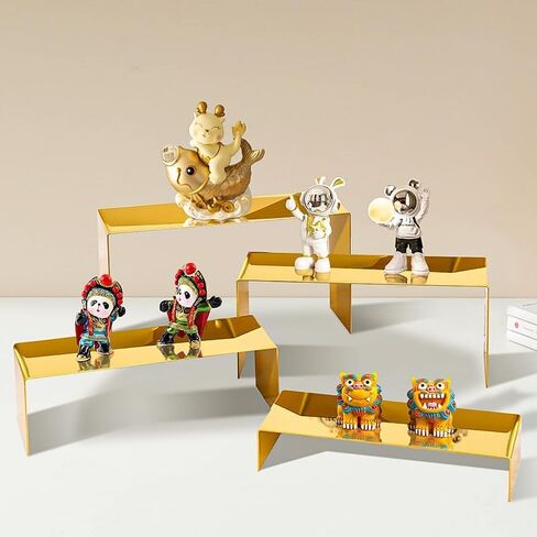 4 Pcs Gold Stainless Steel Display Risers, Display Stand for Display Cupcake Dessert Perfume Purse Handbag Shoe Jewelry and Funko Pop in Saudi Arabia