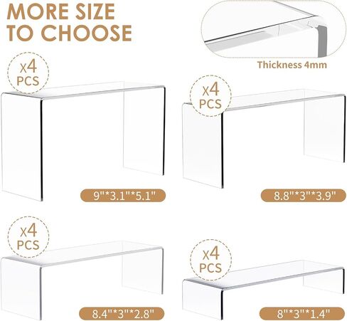 2 Set Large Acrylic Risers, 8 Pcs Rectangular Clear Acrylic Display Stand, Display Risers Shelf for Retail Desktop Shoe Showcase Jewelry Funko Pop Figures in Saudi Arabia
