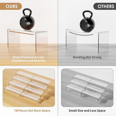 2 Set Large Acrylic Risers, 8 Pcs Rectangular Clear Acrylic Display Stand, Display Risers Shelf for Retail Desktop Shoe Showcase Jewelry Funko Pop Figures in Saudi Arabia
