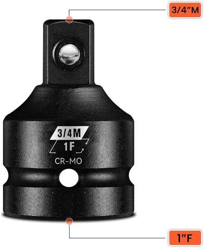 1/2"F To 3/4"M Impact Socket Adapter, Cr-Mo Steel Exceeds ANSI Standards, Square Drive Reducer for Impact Driver Wrench in Kuwait