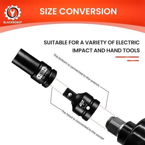 1/2"F To 3/4"M Impact Socket Adapter, Cr-Mo Steel Exceeds ANSI Standards, Square Drive Reducer for Impact Driver Wrench in Kuwait