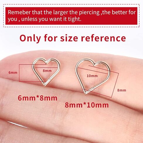 VOJO 16G G23 Titanium Daith Piercing Jewelry Heart Clicker Cartilage Tragus Earring for Women in Kuwait