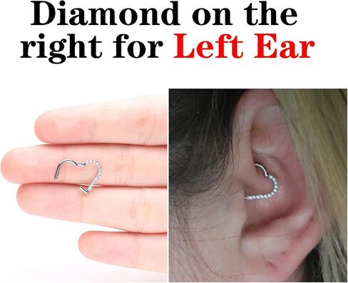 VOJO 16G G23 Titanium Daith Piercing Jewelry Heart Clicker Cartilage Tragus Earring for Women in Kuwait